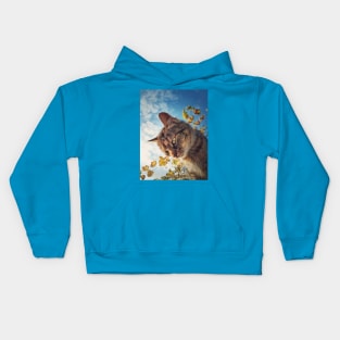 Cat outside portrait Kids Hoodie